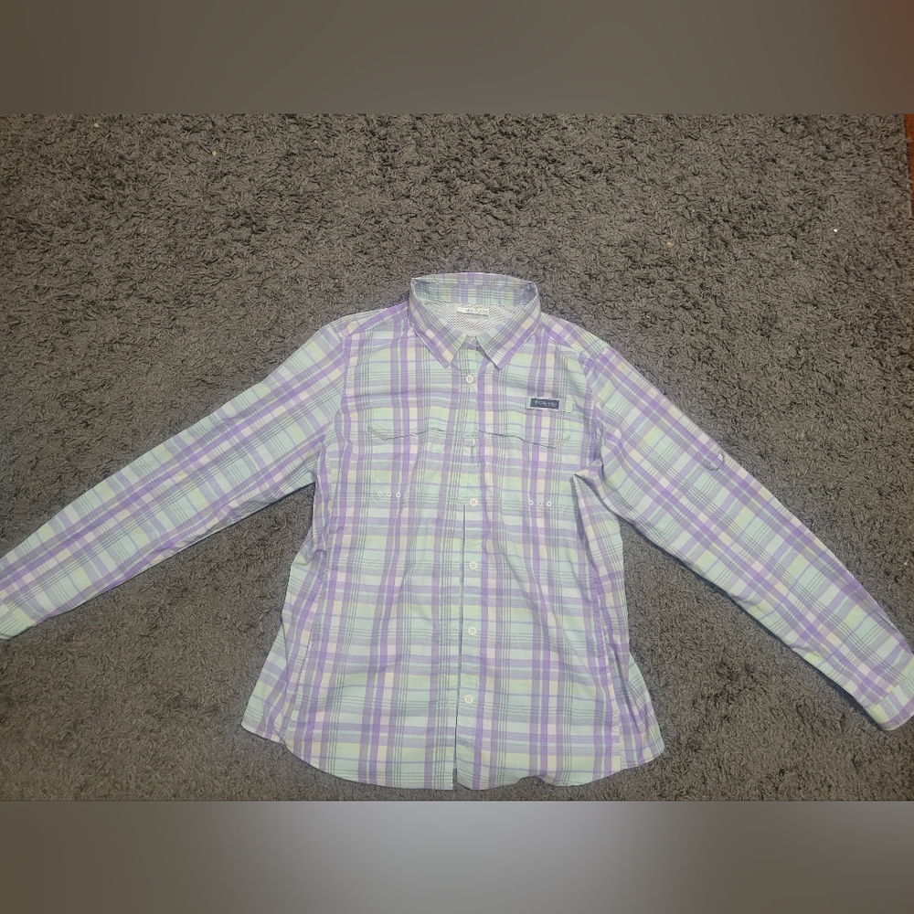 Plaid Kids Shirt in Purple and White